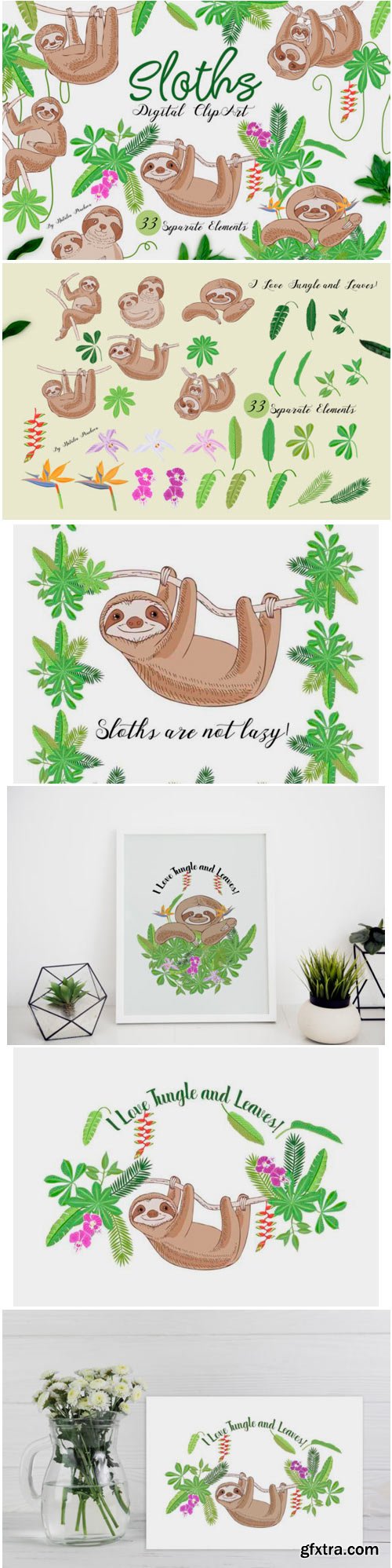 Sloths in Jungle Digital Clipart Animal 1485210