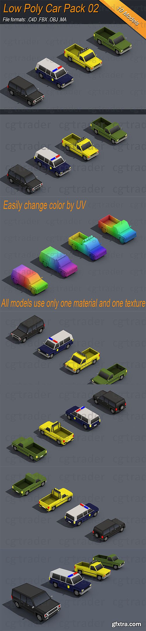 Cgtrader - Low Poly Truck Pack 02 Isometric Low-poly 3D model