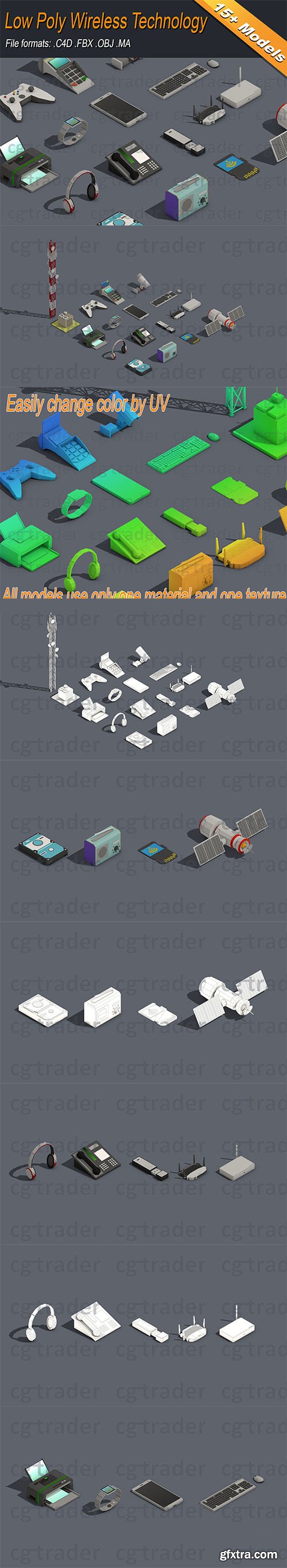 Cgtrader - Low Poly Wireless Technology Isometric Low-poly 3D model