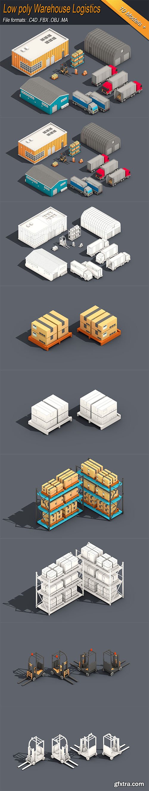 Cgtrader - Low Poly Warehouse Logistics Isometric Low-poly 3D model