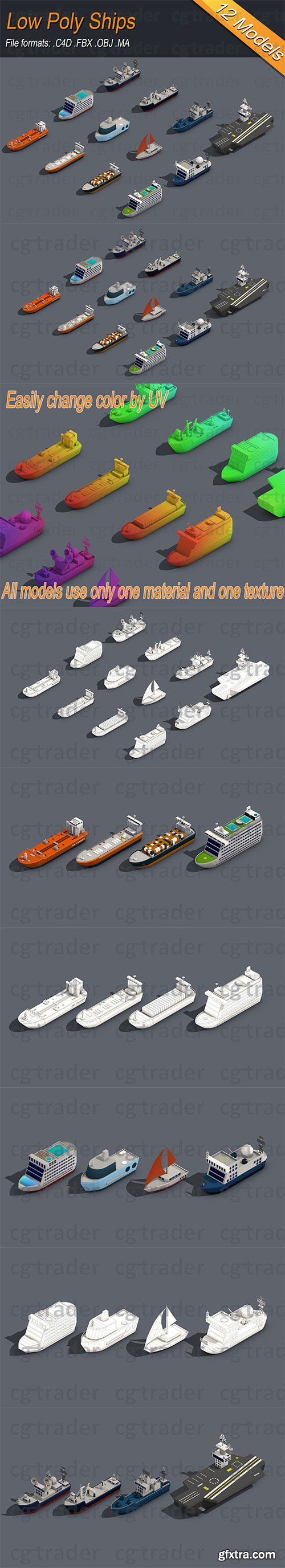 Cgtrader - Low poly Ships pack 01 Isometric Low-poly 3D model
