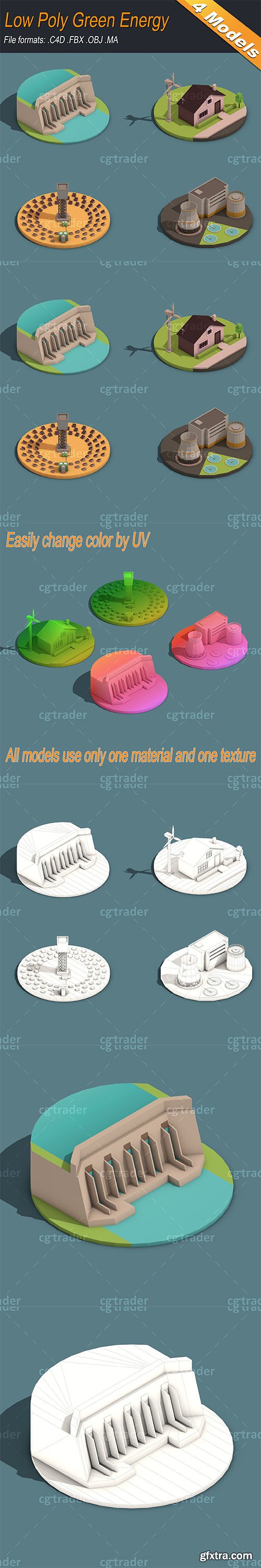 Cgtrader - Low Poly Green Energy Isometric Low-poly 3D model