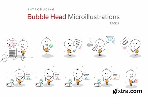 Bubble Head Micro Illustrations - Errors Summer Holiday Pack