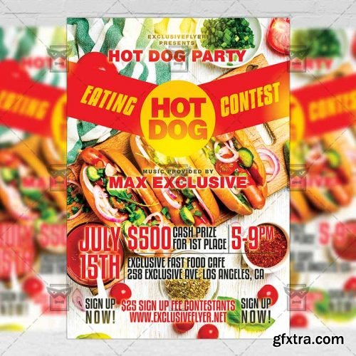 Hot Dog Eating Contest – Food A5 Template