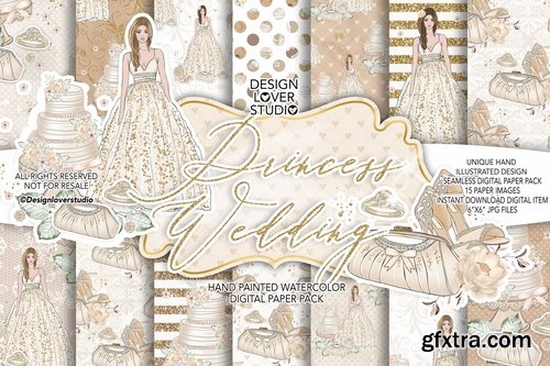 Princess Wedding digital design and paper pack