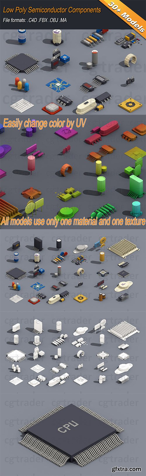 Cgtrader - Low Poly Semiconductor Components Isometric Low-poly 3D model