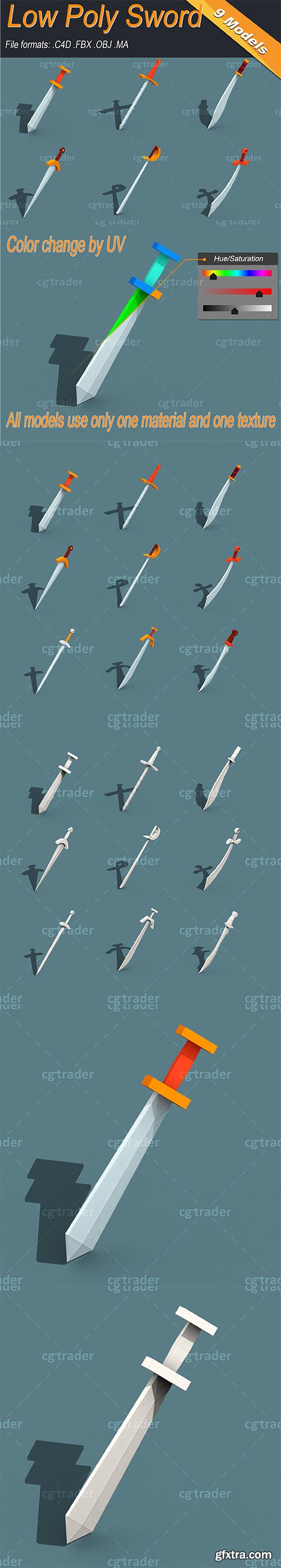 Cgtrader - Low Poly Sword Low-poly 3D model
