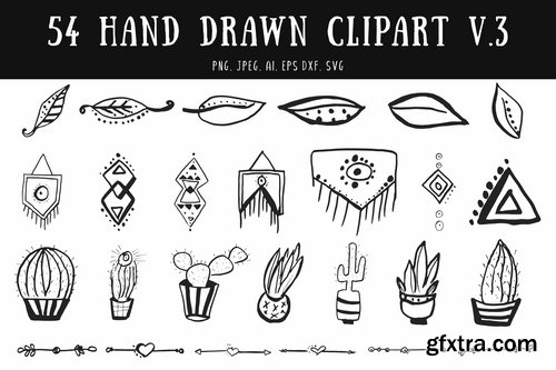 50+ Hand Drawn Cliparts Ver. 3