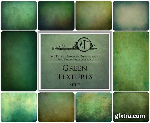 10 Digital GREEN Overlays / Textures Set 2