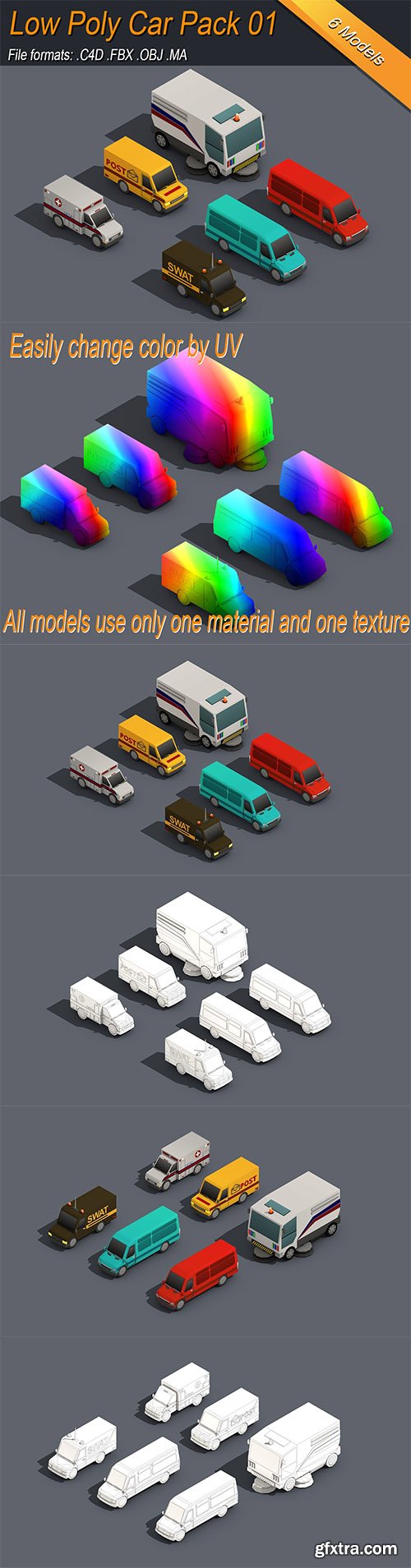 Cgtrader - Low Poly Car Pack 01 Isometric Low-poly 3D model