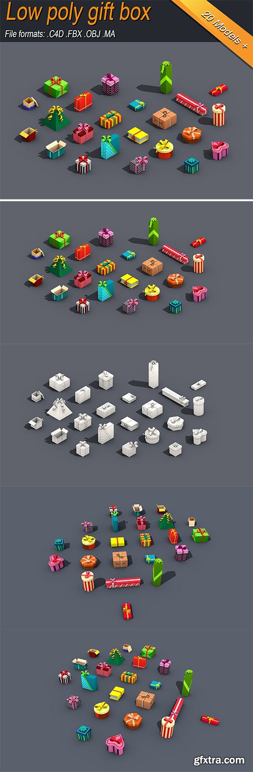 Cgtrader - Low Poly Gift Box Isometric Low-poly 3D model