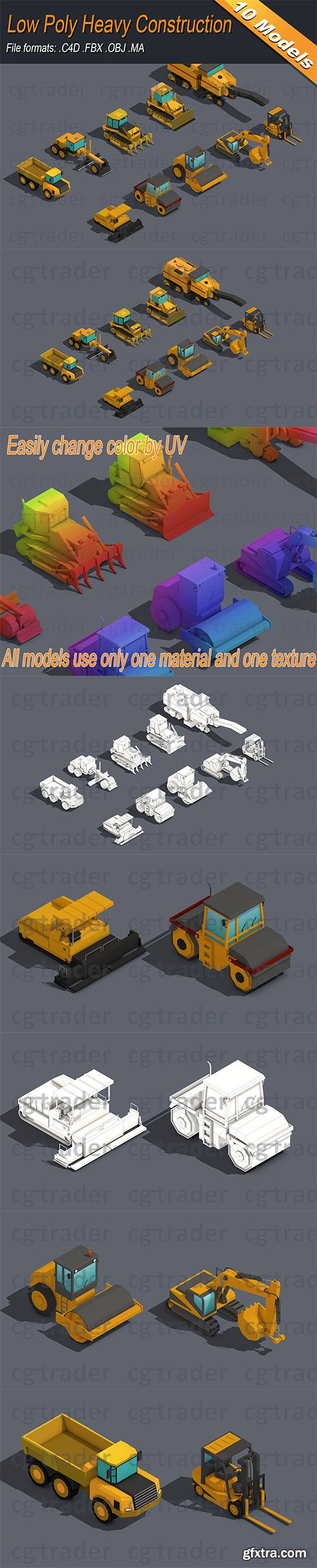 Cgtrader - Low Poly Heavy Construction Machinery Equipment Industrial Low-poly 3D model