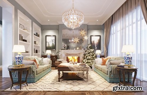 Christmas Style Living room Interior Scene