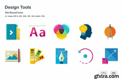 Design Tools Flat Colored Icons