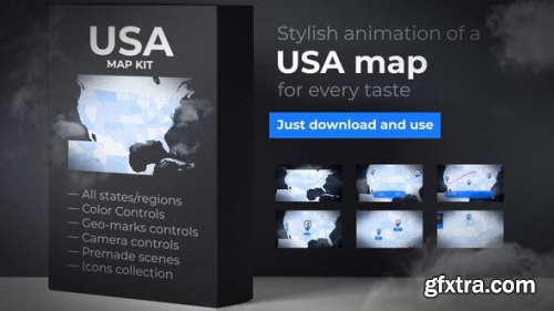 VideoHive USA Map: United States of America with States 23986214