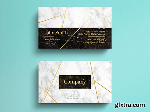 White Marble with Gold Lines Business Card Layout 271838725