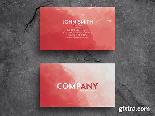 Minimalist Business Card Layout with Watercolor Texture Background 271838742