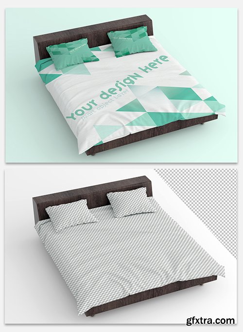 Mockup of Sheets and Pillows on Wooden Bed Frame 271278974