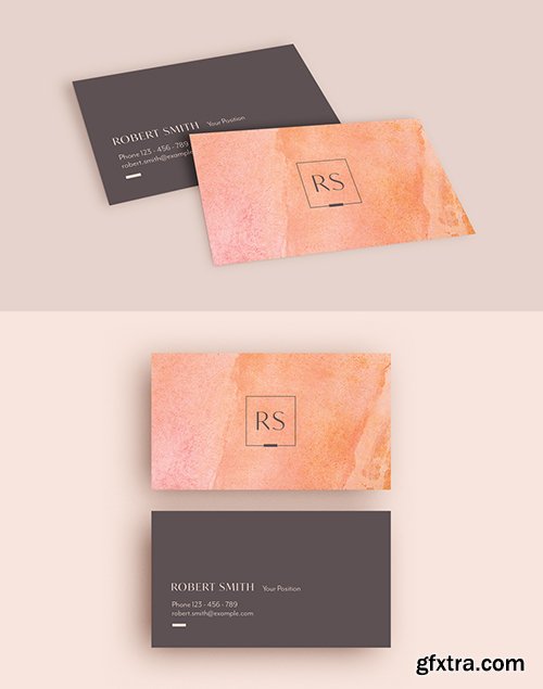 Business Card Layout with Pink Marble Background 273735508