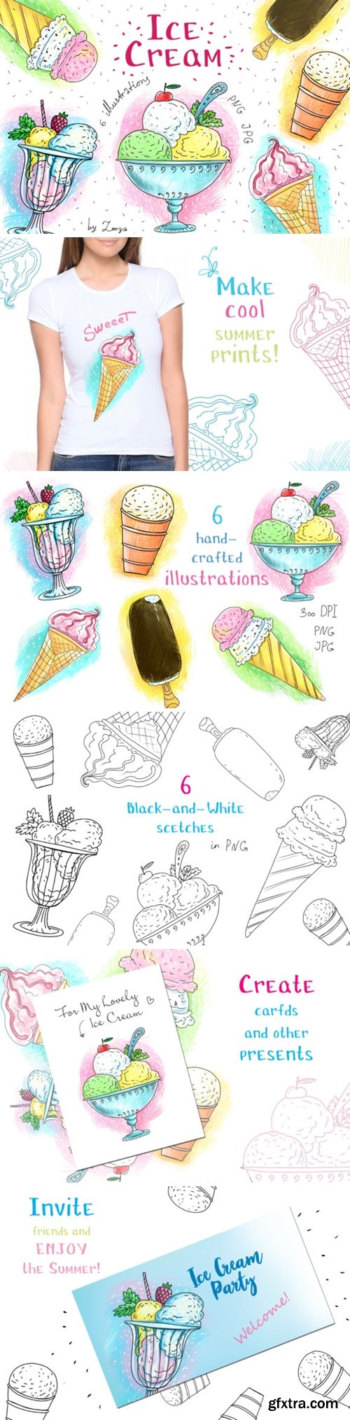 Ice Cream - 6 Hand-crafted Illustrations 1511439
