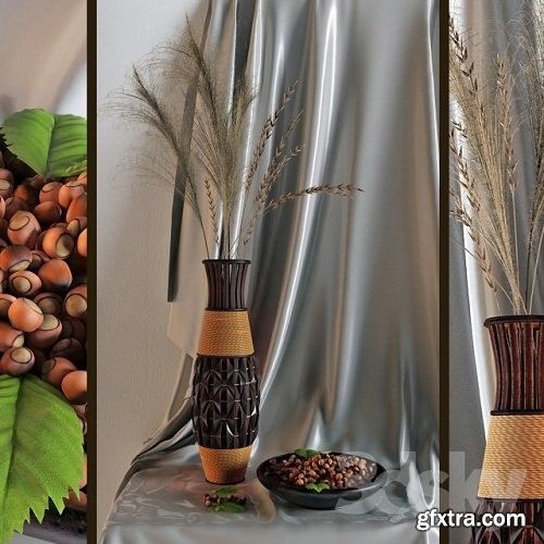 Decor with a vase and nuts