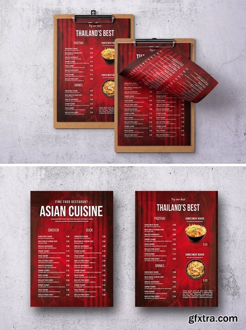 Asian Single Page A4 & US Letter Food Menu V2