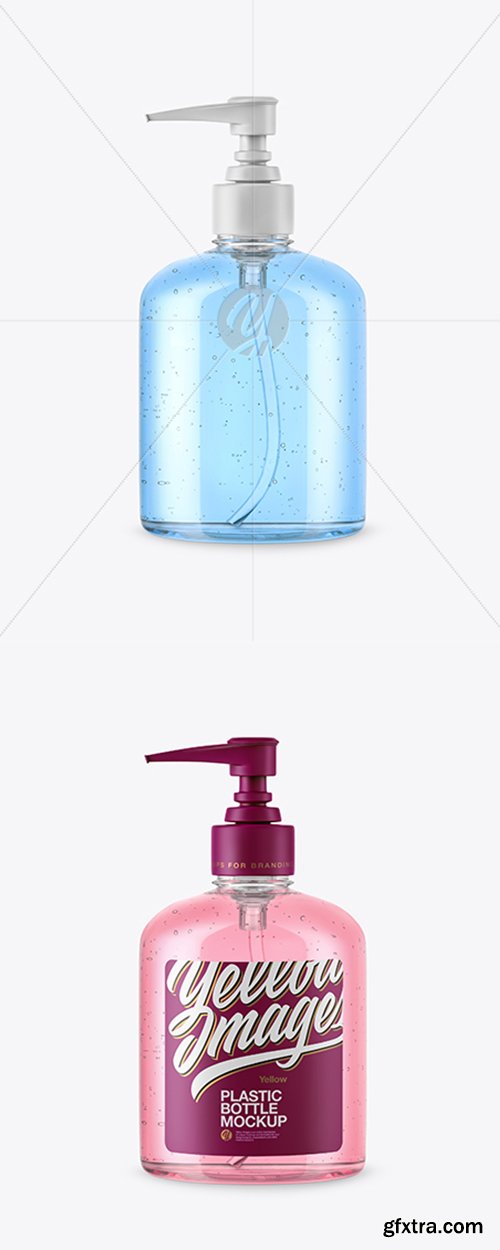 Clear Cosmetic Bottle with Pump Mockup 38341