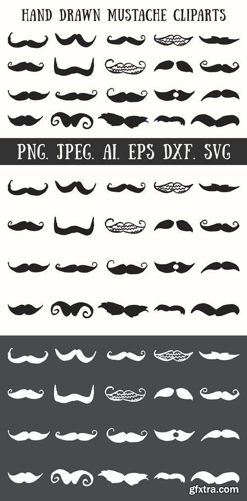20 Handmade Mustache Cliparts