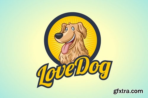 Happy Golden Retriever - Dog Mascot Logo
