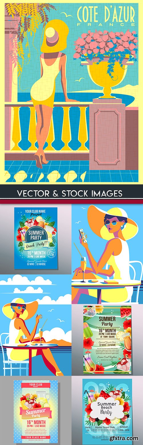 Summer beach party holiday colorful poster