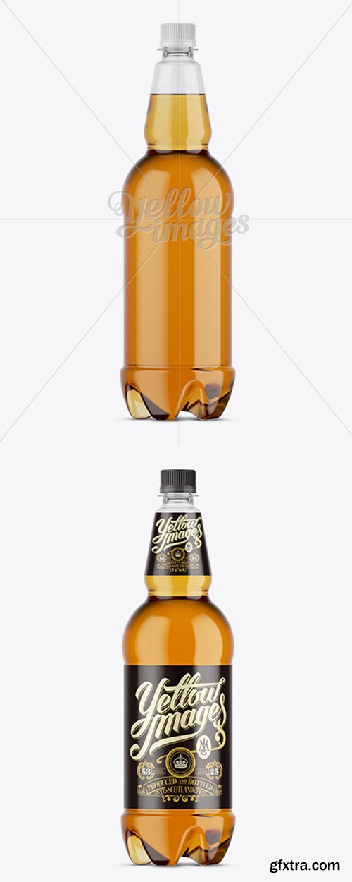 Clear Plastic Gold Beer Bottle Mockup 11638