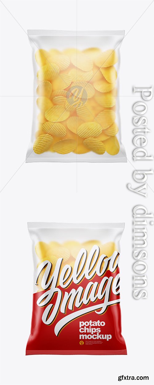 Matte Bag With Corrugated Potato Chips Mockup 38527