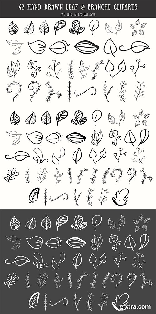 42 Leaf & Branche Handmade Cliparts