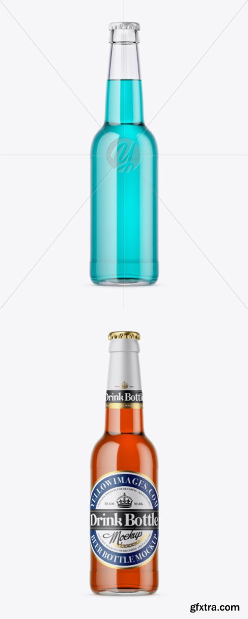 330ml Clear Glass Bottle With Drink Mockup 34574