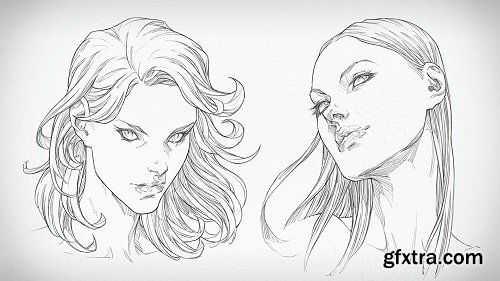 How To Draw Faces | Female Heads: Downward and Upward Angles - Three Quarter View