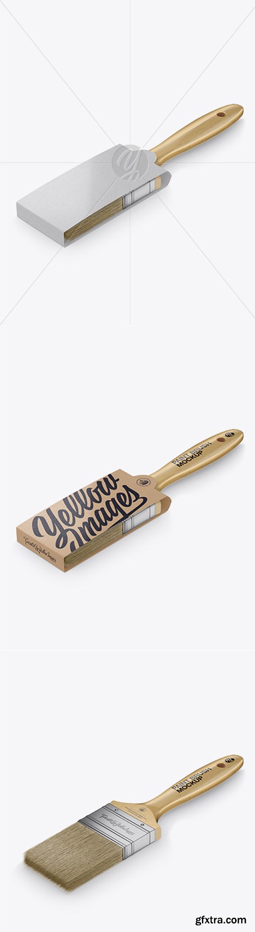 Brush With Wooden Grip & Kraft Label Mockup - Half Side View (High-Angle Shot) 34247