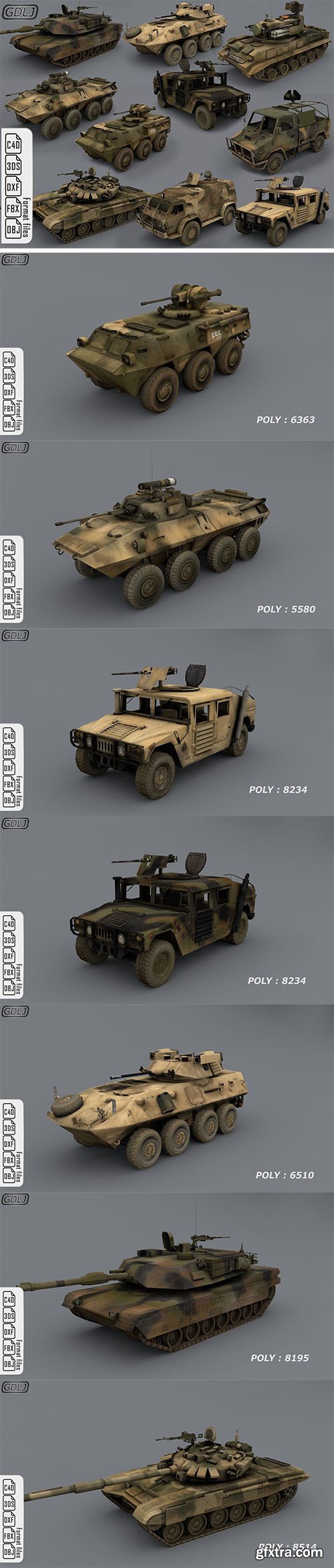 Cgtrader - Army vehicles - Ready for games Low-poly 3D model