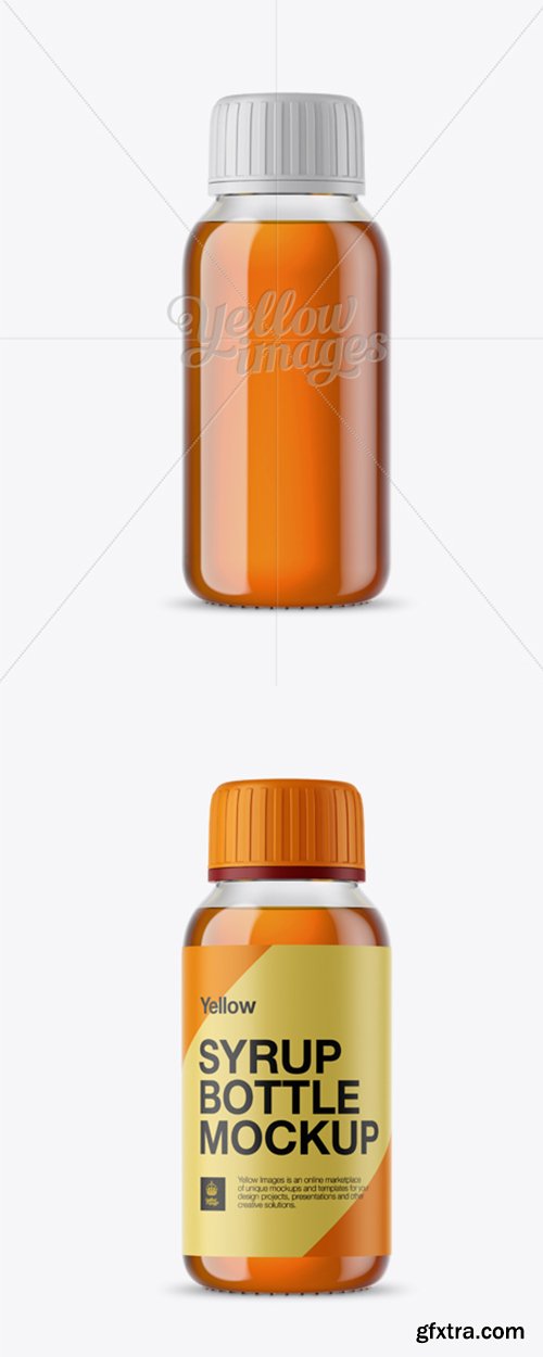 Clear Glass Bottle With Orange Syrup Mockup 34522