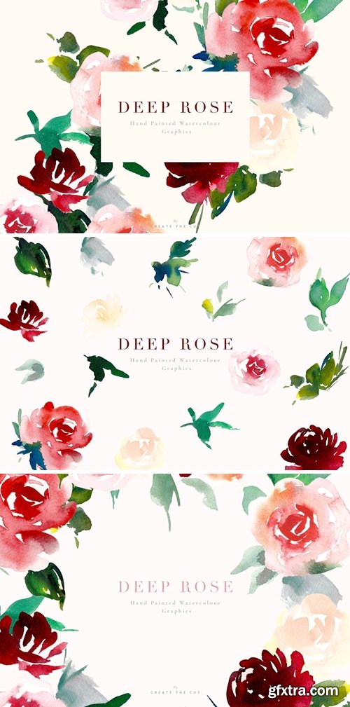 CM - Watercolour Flowers - Deep Rose 2492951