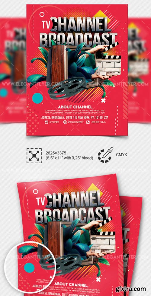 TV Channel Broadcast V1 2019 Premium Flyer Template in PSD