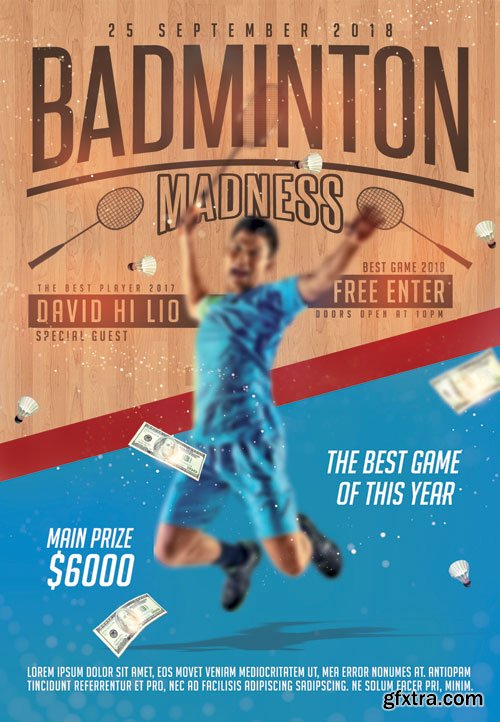 Badminton madness - Premium flyer psd template