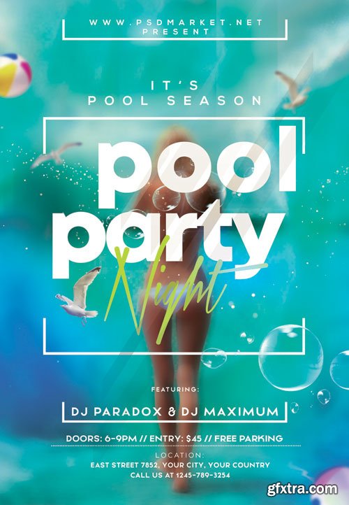 Pool night party - Premium flyer psd template