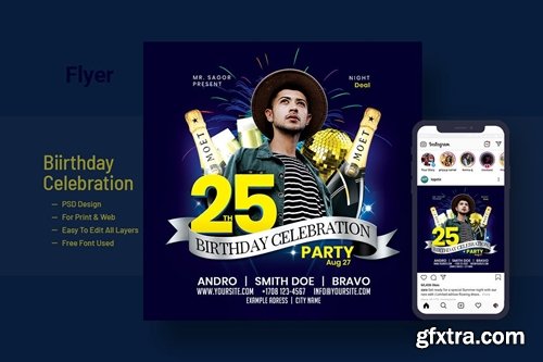 Birthday Celebration Flyer, Instagram Banner V-2