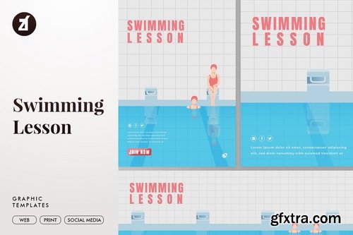Swimming lesson graphic templates