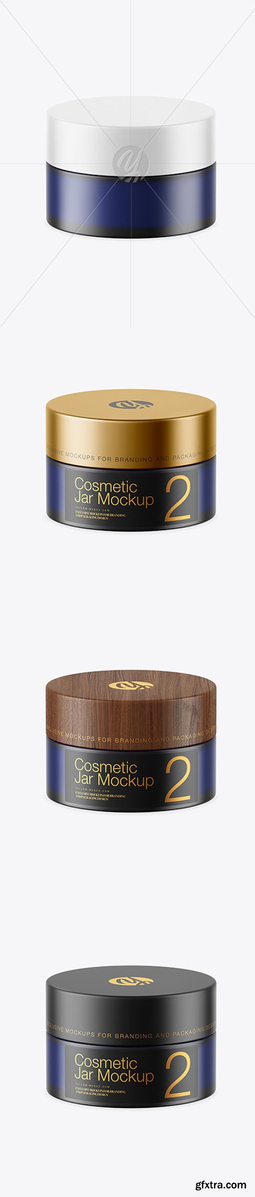 Dark Frosted Blue Glass Cosmetic Jar Mockup 45160