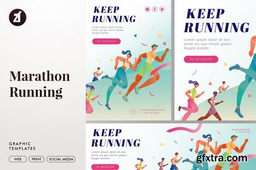 Marathon running graphic templates