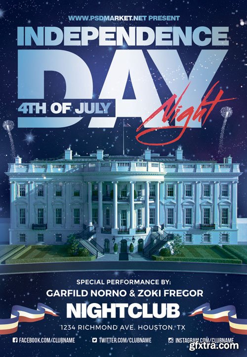 Independence day night - Premium flyer psd template