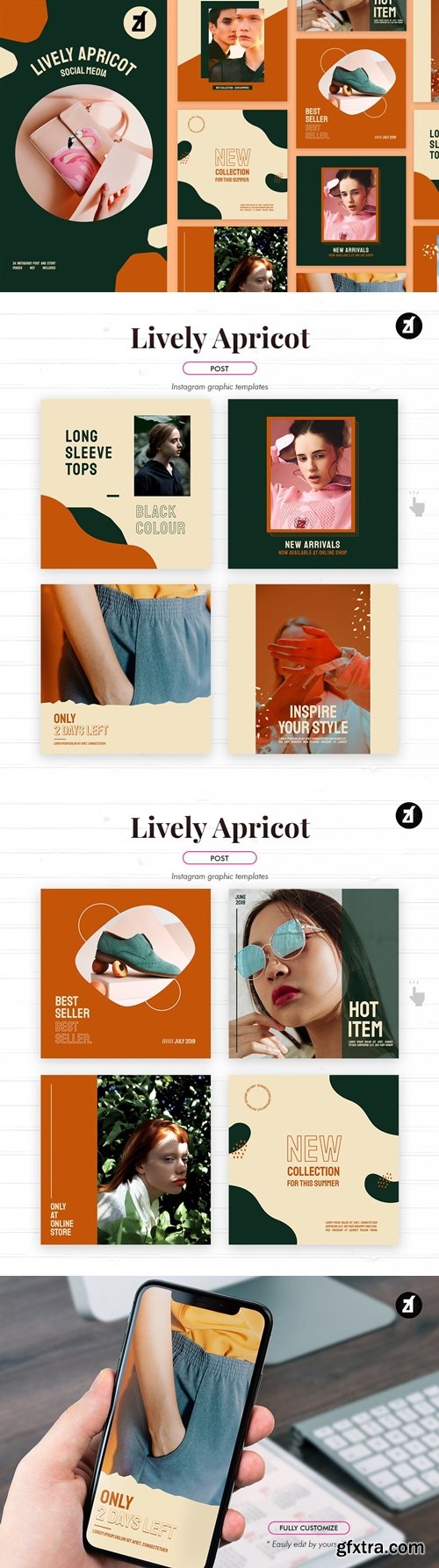 Lively apricot social media graphic templates