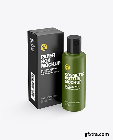 Plastic Cosmetic Bottle with Box Mockup 45913