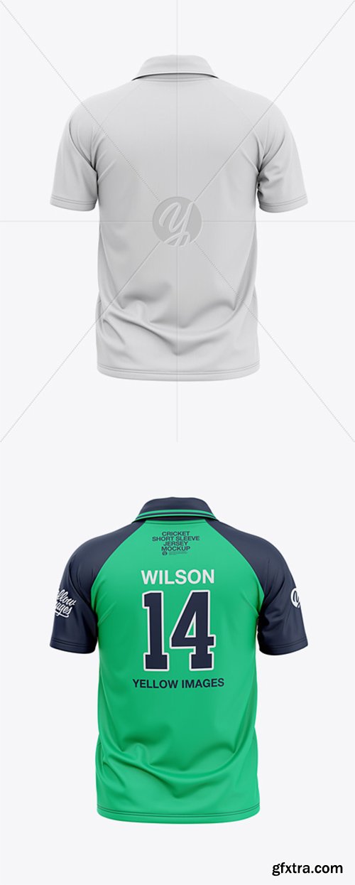 Men\'s Short Sleeve Cricket Jersey / Polo V-Neck Shirt- Back View 39888